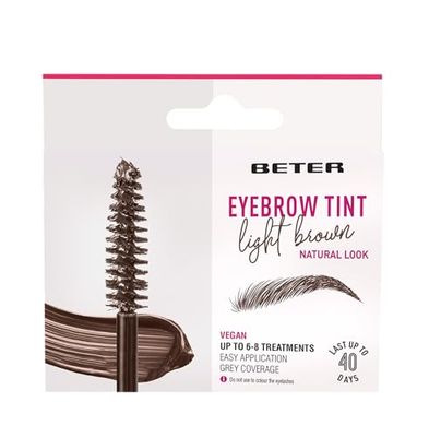 Beter - Tinta sopracciglia, Kit di colorazione per sopracciglia a lunga durata, applicazione facile e veloce, tinta sopracciglia castano chiaro, trucco per sopracciglia, tinta sopracciglia permanente