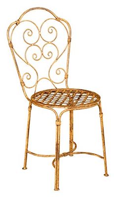Biscottini - Sedia in Ferro Battuto Da Esterno - L58xPR70xH103 cm Sedia da Giardino Vintage - Finitura Crema Anticata