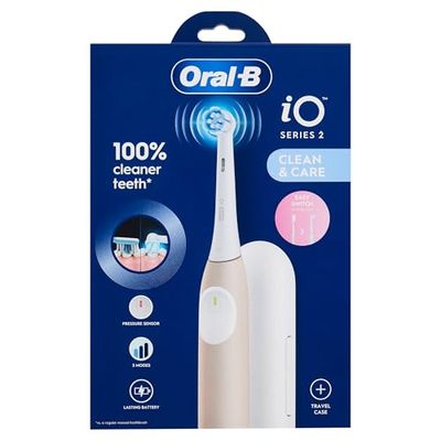 Oral-B iO 2 x elektryczna szczoteczka do zębów, różowa, 1 x główka szczoteczki