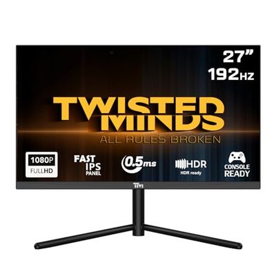 Twisted Minds 27 Inch Display Fast IPS Gaming Monitor - 1920 x 1080 FHD Resolution, 192 Hz Refresh Rate, 16:9 Aspect Ratio, 0.5ms Response Time - Black (TM27FHD192IPS)