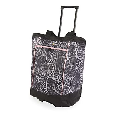 Pacific Coast Signature Grote boodschappentas voor dames met wieltjes, grijs, luipaardpatroon, Large, Grote boodschappentas met wieltjes