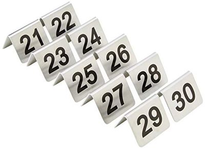 20 Restauration u048 Table chiffres, Lot de 10, 21–30, en acier inoxydable (Lot de 10)