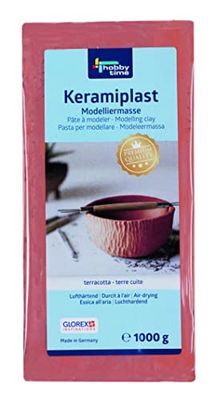 GLOREX Inspirations GLOREX 6 8070 237-Keramiplast, Argilla per Modellare ad indurimento d'Aria, Terracotta, Circa 1000 g, pronta all'Uso e malleabile, a Base Naturale, Plasticine, unità