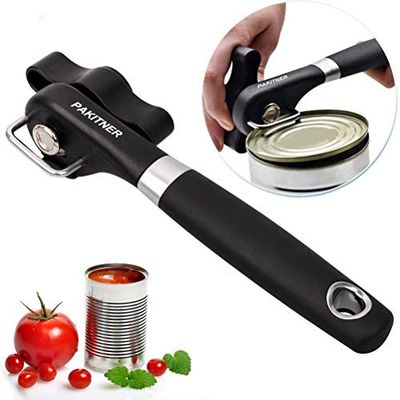 PAKITNER – Ouvre-boîte à bord lisse, ouvre-boîte manuel, bord lisse ergonomique, en acier inoxydable de qualité alimentaire pour cuisine et restaurant