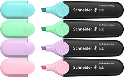 Schneider Job 150 Pastel Highlighter Pens Turquoise Mint Lilac and Rose Pack of 4