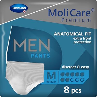MoliCare Premium herenbroek, discreet gebruik voor blaaszwakte speciaal voor mannen, Aloë Vera, 7 druppels, maat M, verpakking van 8 stuks
