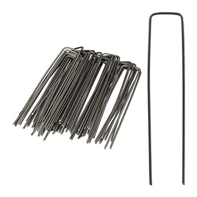 Relaxdays Securing Pegs, Set of 50, Bevelled Tips, Drive Into The Ground, Weed Control, 15 cm Long, 2 mm Ø, Steel, Silver