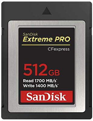 SanDisk 512GB Extreme PRO carte CFexpress Type B enregistrement vidéo RAW 4K + RescuePro Deluxe jusqu'à 1700 Mo/s