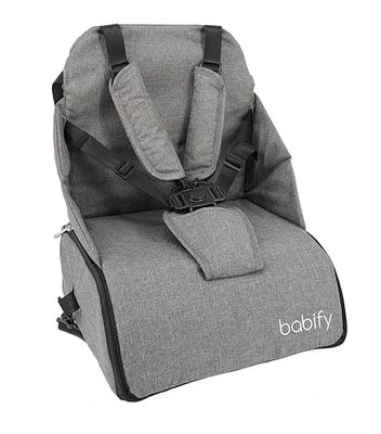 Babify Soft. Reisstoel met opbergvak, 2 in 1 voor kinderen van 6 maanden tot 36 maanden - tot 15 kg. Kleur Zacht Grijs