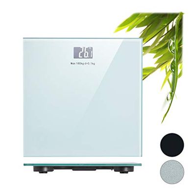 Relaxdays Bilancia Pesapersone Digitale, Design Moderno, Sottile, Bianco, 2 x 28 x 28 cm