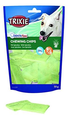 TRIXIE Denta Fun Chips con Alga spirulina Cane spuntino o ricompensa 50g, Neutro, 50 g (Lot de 1), unità