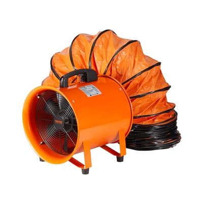 VEVOR Bouwventilator, 367 W AC-motor, bouwventilator, 2800 omw/min, 2574 CFM (4373 m3/h), axiale ventilator met 10 m slang, axiale ventilator, 79 dB, geluidsniveau