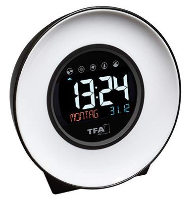 TFA Dostmann Moodlight 60.2023.02 - Relógio despertador digital com luz de humor, temporizador para dormir, cor branca