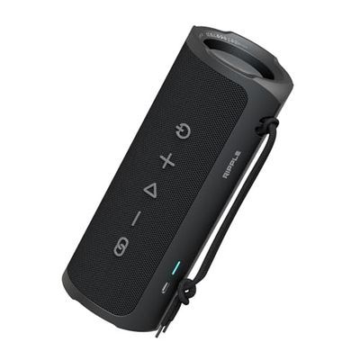 HiFuture Ripple - Altavoz Bluetooth portátil de 30 W, Color Negro, IPX7 Impermeable, 12 Horas de reproducción, emparejamiento TWS, Aumento de Graves, Carga USB-C, diseño Resistente