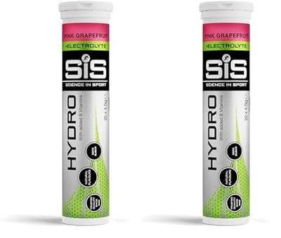 Science In Sport Hydro Hydration Tablets, Gluten-Free, Zero Sugar, Pink Grapefruit Flavour Plus Electrolytes, 20 Effervescent Tablets (Pack of 2)