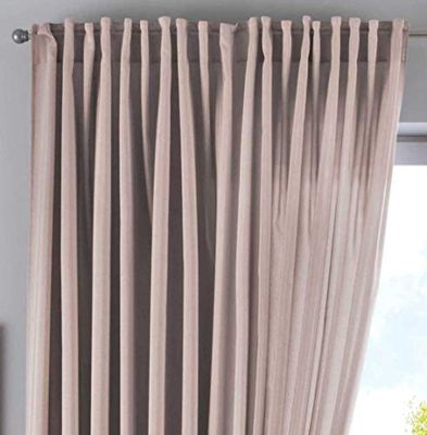 Cationic "JENA« Verborgen lussen, 250 x 300 cm, taupe, ondoorzichtig, linnenlook, gordijn, gemêleerd, gordijnband met gordijnhouder, 2019037
