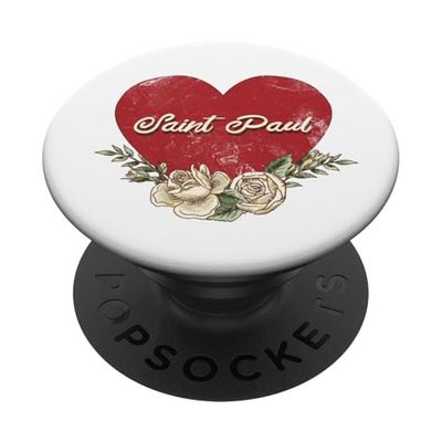 Saint Paul Minnesota USA Vintage Vacaciones Corazón Rosas PopSockets PopGrip Adhesivo