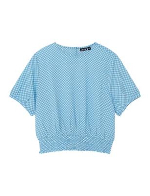 NAME IT Girl's NLFECKALI SS Crop Top T-shirt, badmössa/kontroller: badmössa/iced Aqua, 158/164, Badmössa/kontroller: simmössa/iced aqua, 158/164 cm