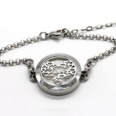 Zen'Arôme CA-Bra Zen'Aroôme-Braccialetto Oli Essenziali, Gioiello diffusore di Profumo, Regalo da Donna, in Acciaio Inossidabile, con Motivo Love, Incluso 5 Ciotole Colorate da profumare, Chrome