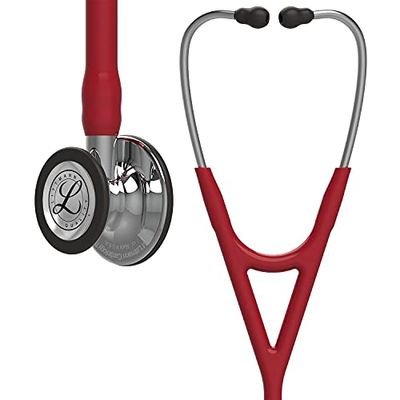 3M Littmann Cardiology IV Fonendoscopio Diagnóstico, Campana De Acabado Estándar, Vástago Y Auricular De Acero Inoxidable, Tubo Color Rojo, 69 cm