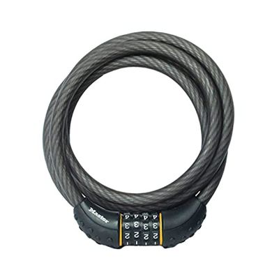 Master Lock Lucchetto a combinazione per bicicletta, lunghezza 1,8 m, nero, 8122D