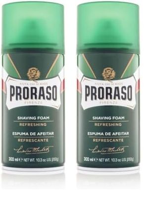 Proraso Shaving Foam, 300ml, Refreshing and Toning Shaving Foam with Eucalyptus Oil and Menthol, Made in Italy, Green (Pack of 2)