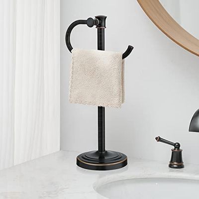 BESy 14 pollici Olio Lucidato Bronzo Stand Asciugamano Bar Hanger Asciugamano Bar Bagno Vanità Controsoffitto Porta Asciugamano Libero In Acciaio Inox Anello Asciugamano Accessori Hardware