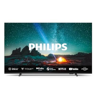 Philips 75PUS7609 4K LED Smart TV - Display 75’’ con piattaforma Titan OS Pixel Precise Ultra HD e Dolby Atmos Sound, funziona con Alexa e Google Voice Assistant– Cornice grigio antracite