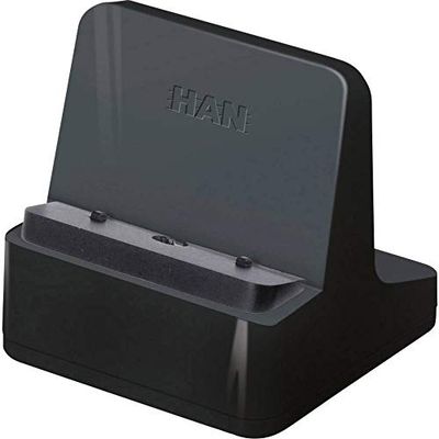 HAN Smartphone standaard smart-Line, praktische smartphone-houder voor kantoor, telefoonhouder met 3 adapters voor smartphones, 92130-13, zwart
