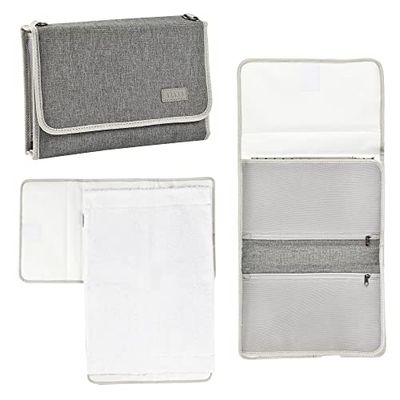 Béaba Organizador de pañales, bolso de pañales, cambiador, Alfombrilla de cambio lavable, 100% algodón, Gris chiné