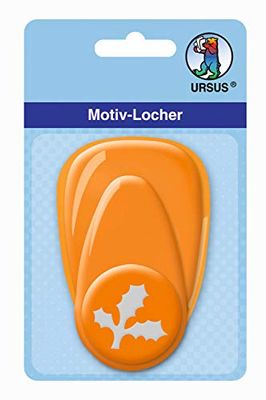 URSUS Perforatore in plastica Media, Foglio Ilex, Circa 25,4 mm, Facile da Usare Grazie alla Funzione a Leva e al Pratico Dispositivo di Raccolta, Colore: Arancione