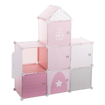 Well Home - Château de Colonne de Rangement étagère Rose 95,5 x 32 x 109 cm