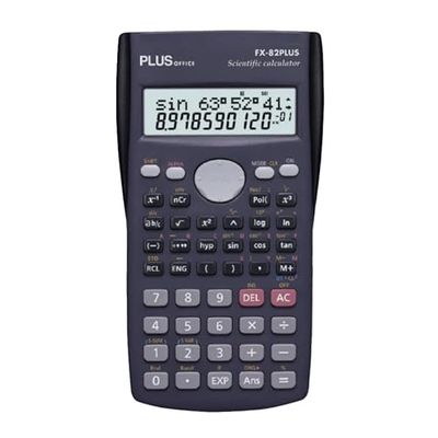 Plus Office - Calcolatrice scientifica per ingegneri, scuola e università, display a 2 linee (10 + 2 cifre), Funzioni iperboliche e trigonometriche, FX-82 Plus, colore nero