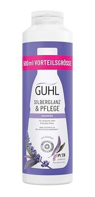 Guhl Szampon do pielęgnacji srebrnego połysku i pielęgnacji – pojemność: 500 ml – korzystny rozmiar – przeciw żółknięciu – do włosów blond i siwych – pielęgnujący