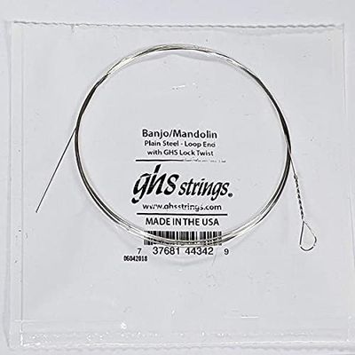 GHS™ Strings »PLAIN STEEL SINGLE STRING – 012 – LOOP END – BANJO« enkelsträng för banjo – vanligt stål – Loop End – Styrka: 012