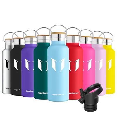 Super Sparrow Botella Agua Acero Inoxidable - Botella Agua Niños - 620ml - Botella Termica Boca Estándar - Sin BPA, para Niños & Adultos, Deporte, Oficina, Yoga, Ciclismo