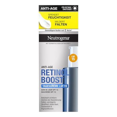 Neutrogena Retinol Boost Crème de jour avec SPF 15 (50 ml), crème hydratante protectrice au rétinol pur et indice de protection solaire 15, crème anti-âge pour le visage combat les signes visibles du