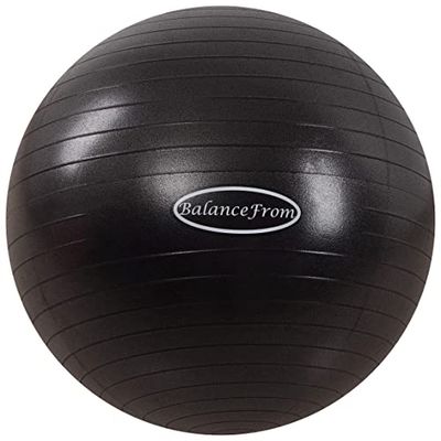 Signature Fitness Ballon d'exercice Anti-éclatement et antidérapant pour Yoga, Fitness, Accouchement avec Pompe Rapide, capacité de 0,9 kg, Noir, 66 cm, L