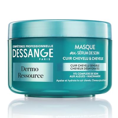DESSANGE - Masque Capillaire Hydra-Apaisant Dermo Ressource - Formule Enrichie Aux Algues & Niacinamide - Apaise & Hydrate - Pour Cuir Chevelu Sensible & Cheveux Déshydratés - 250 ml