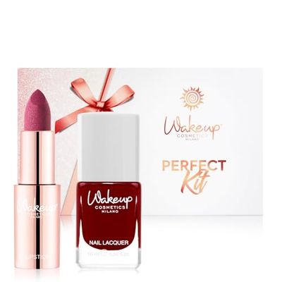 Wakeup Cosmetics - PERFECT KIT - 1 Rossetto Matte (Color Veil 04) + 1 Smalto per Unghie a Lunga Durata (Colore Canelle)