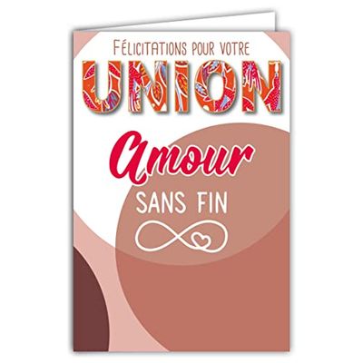 Afie Congratulations Card for Your Union Pac or Wedding Couples Endless Love Symbol Infinity Heart Illustration with Envelope Size 12 x 17.5 cm Paper 300 g Glossy PEFC Made in France 69-8055