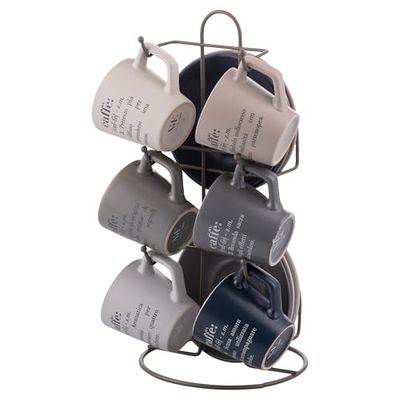 Villa d'Este Home Tivoli 1996 Victionary Espressokopjes, 100 ml, met schoteltje, standaard van ijzer, 6 stuks