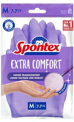 Spontex 12307017Extra Comfort premium huishoudhandschoenen met zachte textielvoering ideaal voor alle schoonmaakwerkzaamheden in het huishouden wasbaar op 30 C maat M (7-7 5) 1 paar m