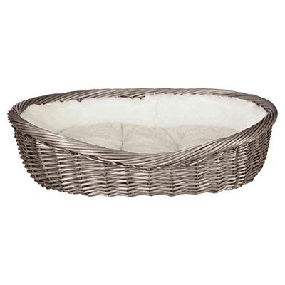 TRIXIE - 28202 - Panier en Osier avec Housse et Coussin - Gris - 60 cm