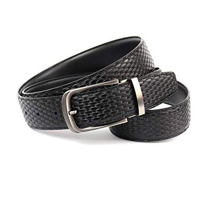 Anthoni Crown Leder Wendegürtel Cinturón, Negro, 110 cm Hombres