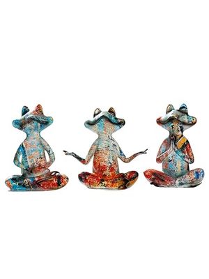 DRW Kikkers met yoga-posities, set van 3, 5 x 8 x 13 cm