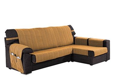 Martina Home Sofa Chaise Longue modelo Ribera - tecido - braço direito - cor dourada - medida 280 cm.