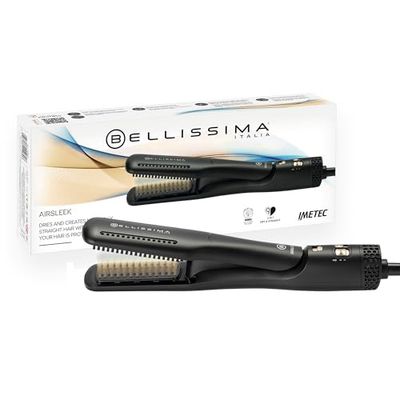 Bellissima Airsleek 2-in-1 Hair Dryer and Straightener, Wet to Dry with No Heat Damage, Ceramic Plates with Keratin Coating for Frizz-Free Hair, More Shine for All Hair Types