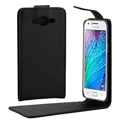 Carcasa de telefono Funda de Cuero con botón magnético Vertical for Galaxy J7 / J700 (Negro) (Color : Negro)