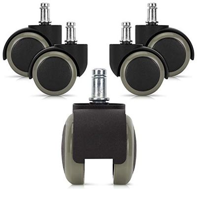 kwmobile 5x bureaustoelwieltjes - Zwenkwielen voor meubels - Set van 5 - Diameter 10/50 mm - Vervangende kunststof wieltjes - 360° draaibaar - Grijs